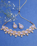 VOJ Gold-Polished Leavender Color Stone Kundan Studded Choker Jewellery Set | Grocsy