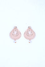 VOJ Gold-Polished With White Pearl And Stone Studded Earring With Mang Tikka Set