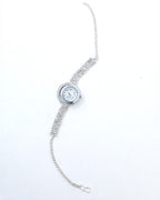 VOJ Silver Plated Watch And Stone Studded Charm Bracelet
