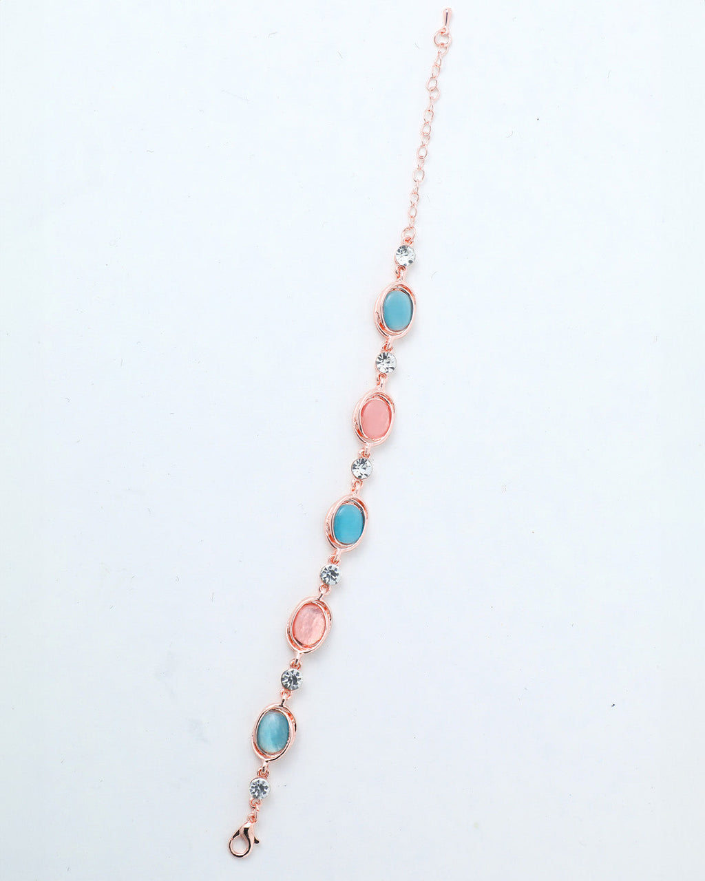 VOJ Gold-Polished Multi Colored Stone Studded Charm Bracelet | Grocsy