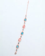 VOJ Gold-Polished Multi Colored Stone Studded Charm Bracelet | Grocsy