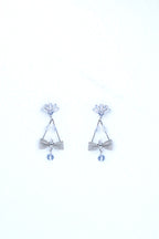 VOJ Silver Plated Stone Studded With Bow Triangle Shaped Earrings