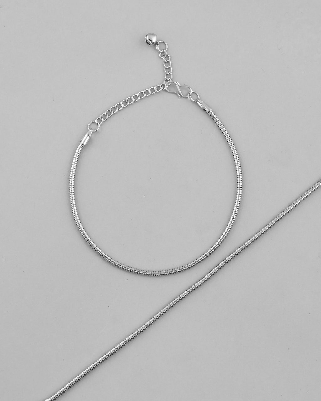 VOJ Set Of 2 Silver Plated Snake Anklet | Grocsy
