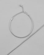 VOJ Set Of 2 Silver Plated Snake Anklet | Grocsy
