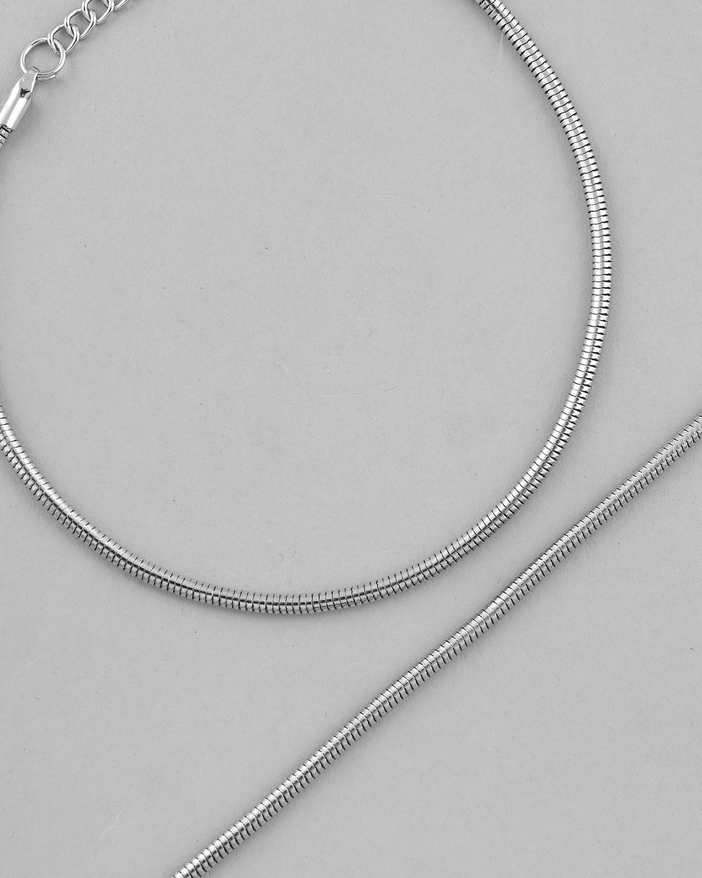 VOJ Set Of 2 Silver Plated Snake Anklet | Grocsy
