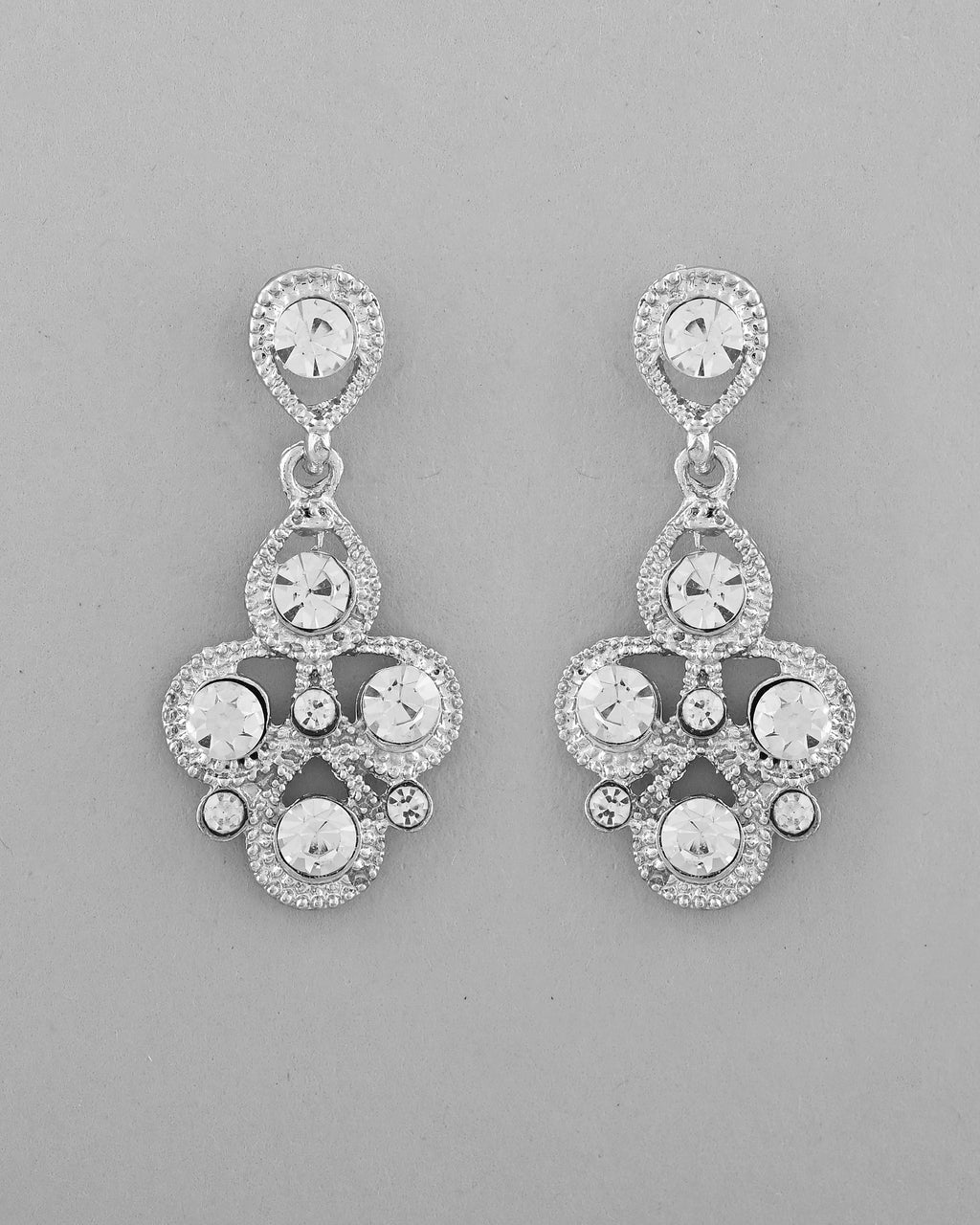 VOJ AD Stone Studded Silver Plated Necklace and Earrings Set | Grocsy