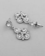 VOJ AD Stone Studded Silver Plated Necklace and Earrings Set | Grocsy
