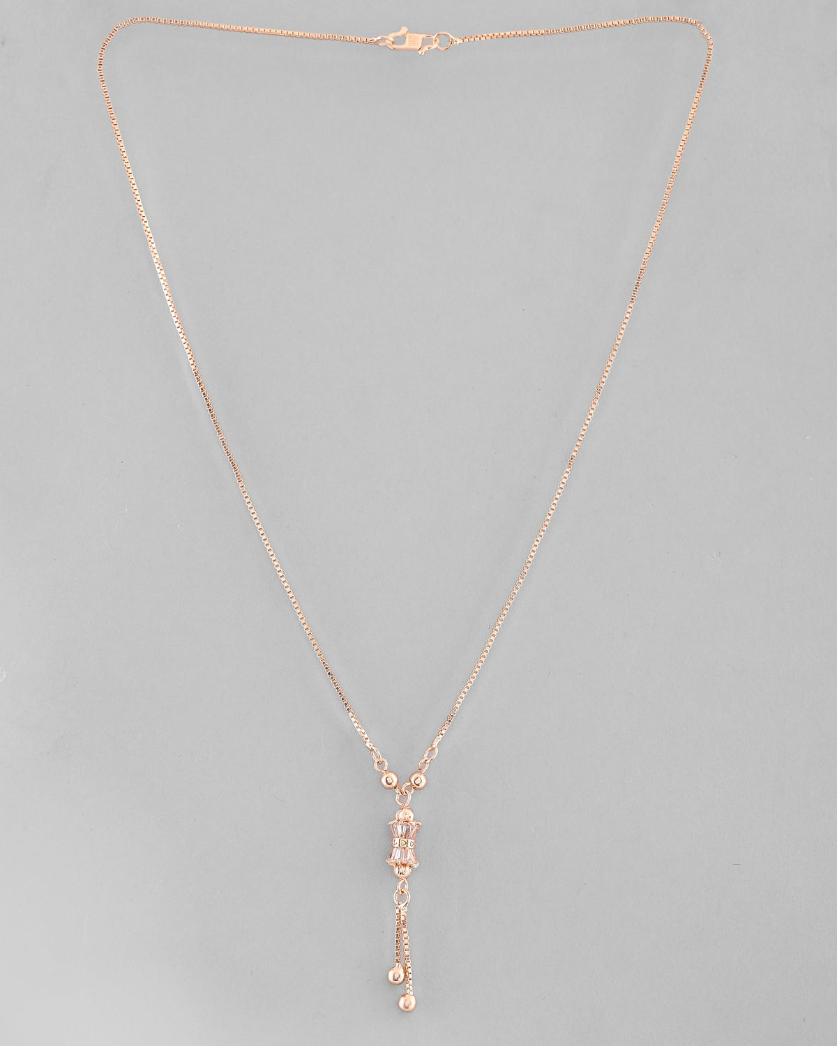 VOJ Rose Gold-Polished AD Stone Studded Chain | Grocsy