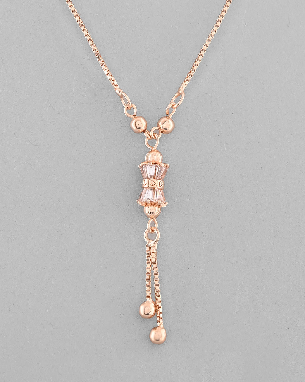 VOJ Rose Gold-Polished AD Stone Studded Chain | Grocsy