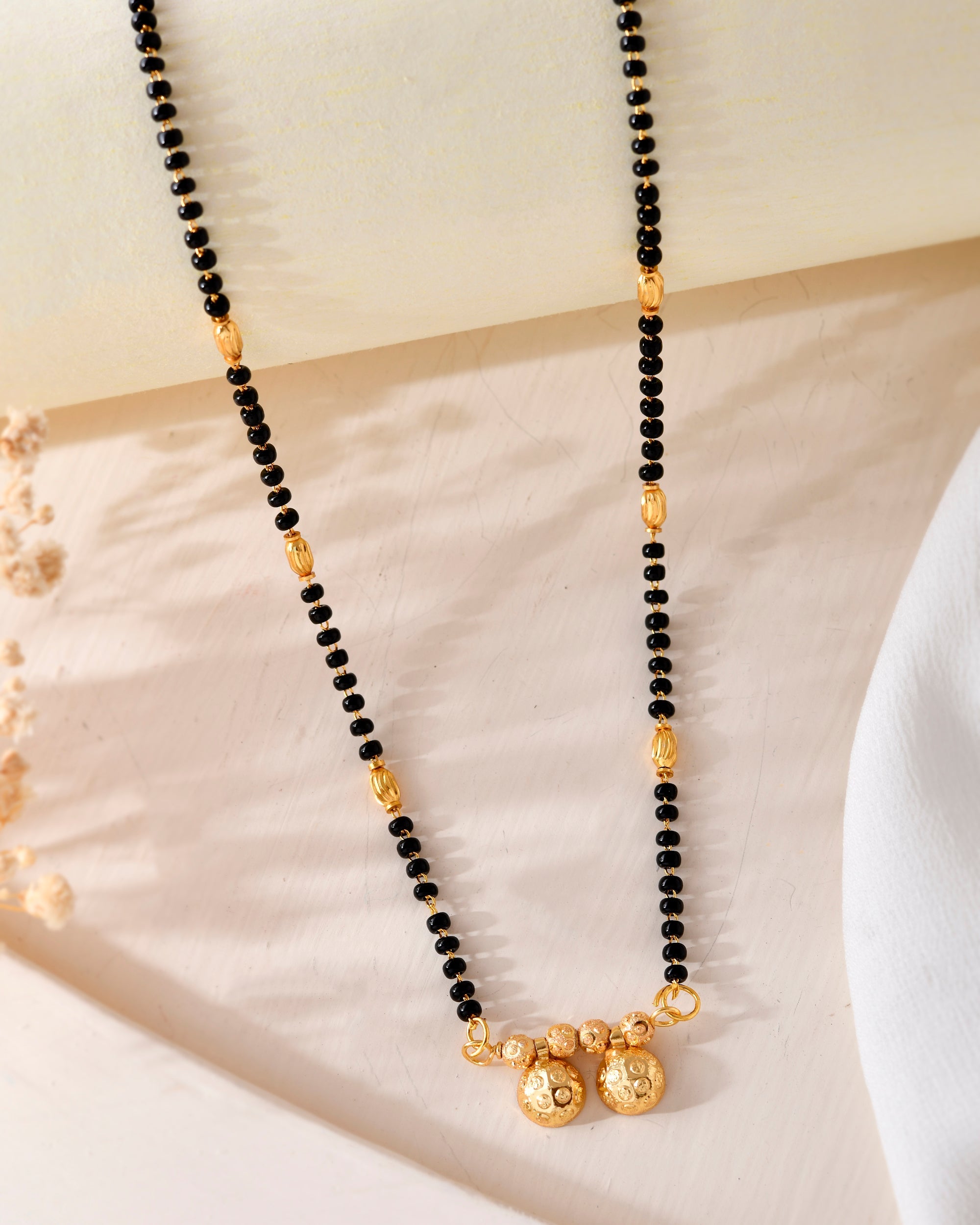 VOJ Gold-Polished Beaded Mangalsutra | Grocsy