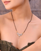 VOJ Silver-Plated AD Stone And Beaded Mangalsutra | Grocsy
