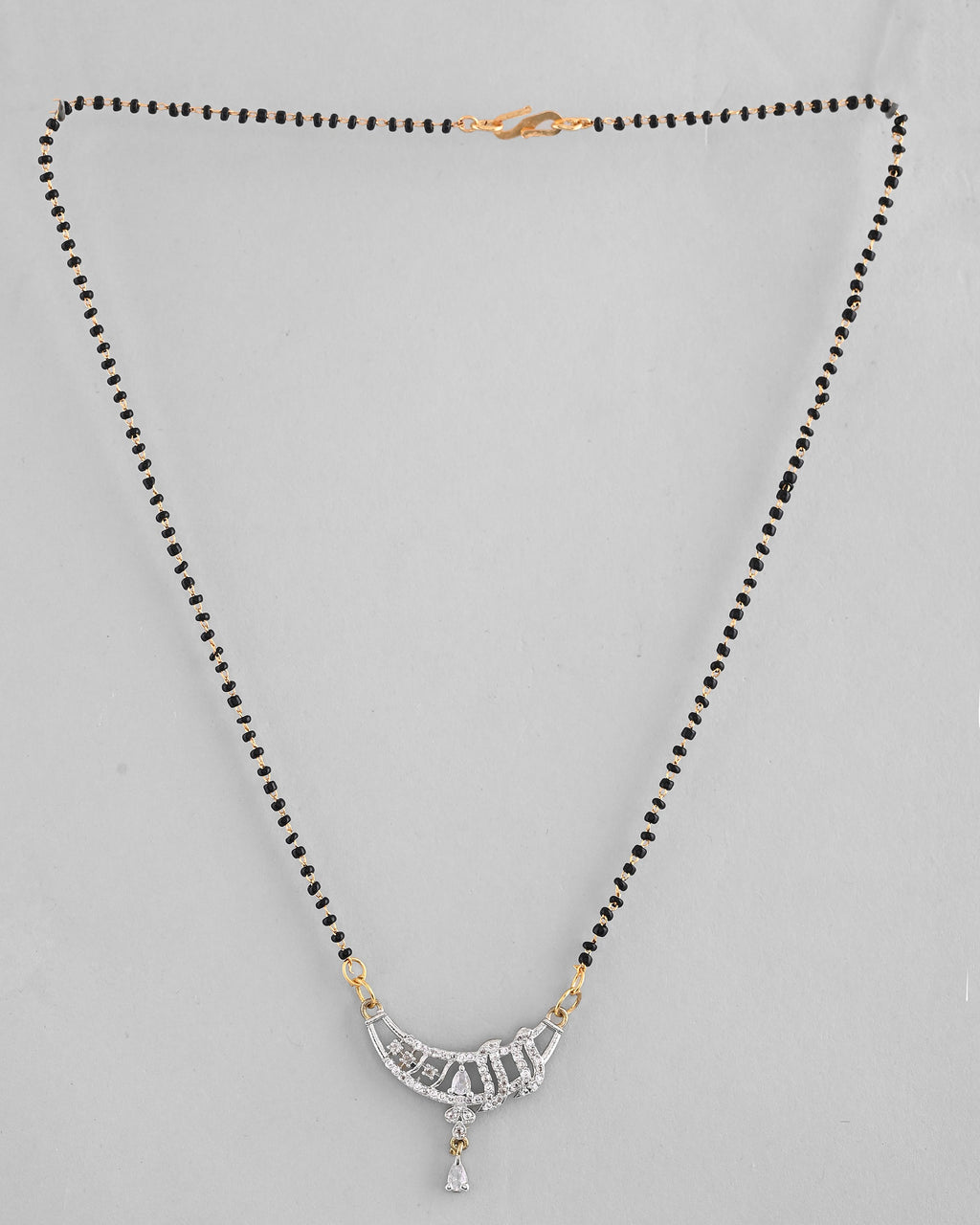 VOJ Silver-Plated AD Stone And Beaded Mangalsutra | Grocsy