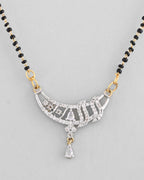 VOJ Silver-Plated AD Stone And Beaded Mangalsutra | Grocsy