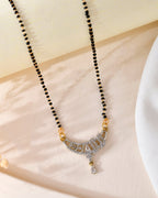 VOJ Silver-Plated AD Stone And Beaded Mangalsutra | Grocsy