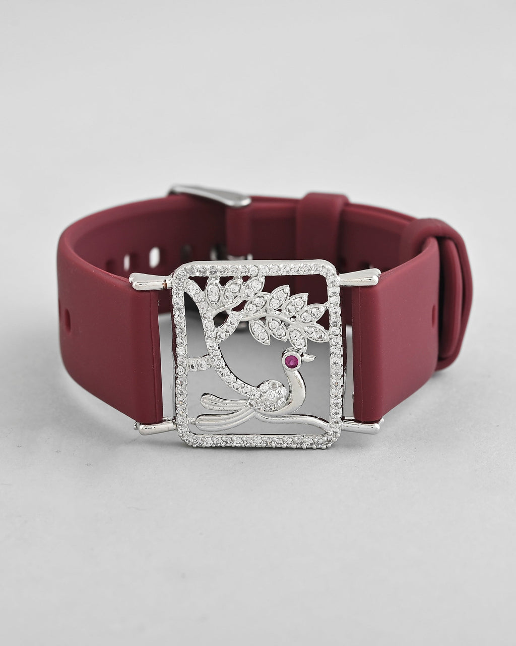VOJ Silver Plated AD Stone Studded Belt Bracelet | Grocsy