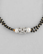 VOJ Silver Plated AD Stone Studded Cylindrical Shaped Mangalsutra Bracelet