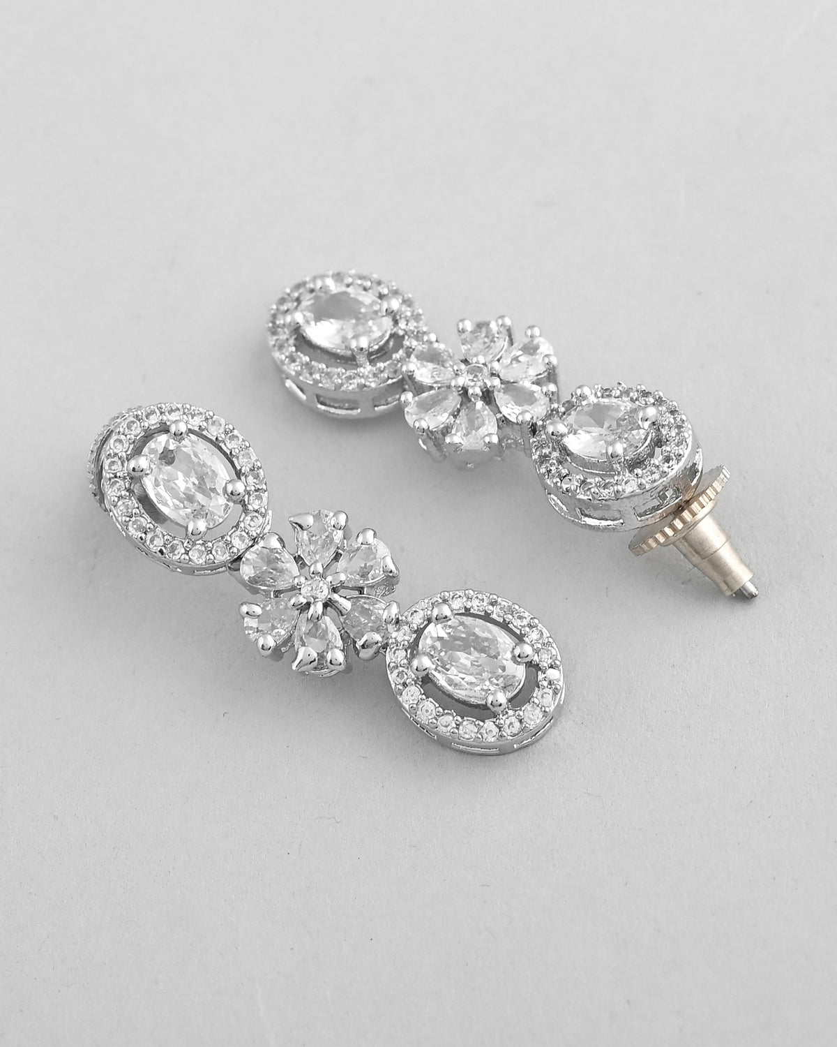 VOJ Silver-Plated AD-Studded Jewellery Set