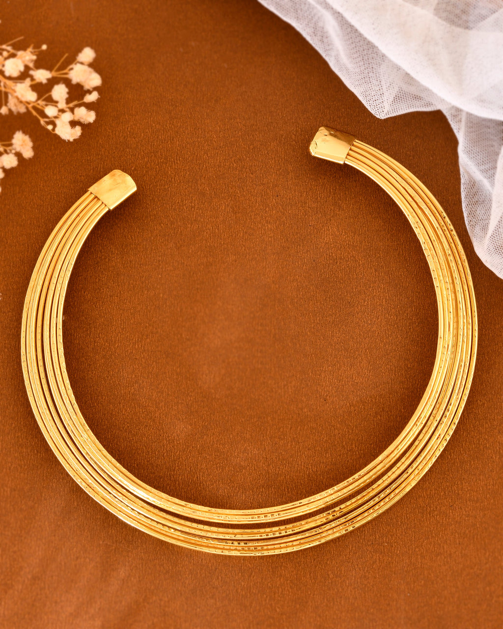 VOJ Gold-Polished Muti Layared Hasli Necklace | Grocsy