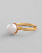 VOJ Gold-Polished One Pearl Ring | Grocsy