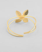 VOJ Gold-Polished Flower Shaped With Pearl In Center Kada Bracelet