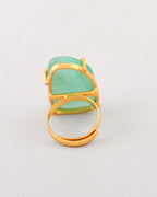 VOJ Gold-Polished Big Green Stone Studded Ring | Grocsy