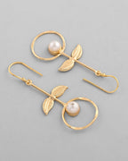 VOJ Gold-Polished White Stone Studded Circular Drop Earrings