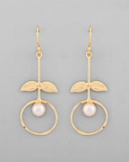 VOJ Gold-Polished White Stone Studded Circular Drop Earrings
