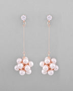 VOJ Rose Gold-Polished Handcrafted Floral Pearl Drop Earrings