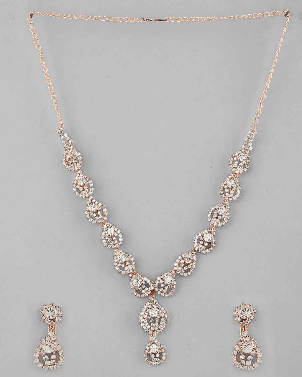 VOJ CZ Stone Studded Gold-Polished Jewellery Set | Grocsy