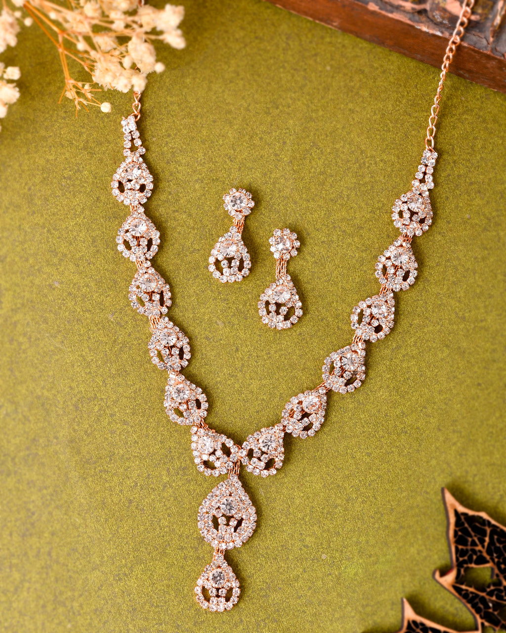 VOJ CZ Stone Studded Gold-Polished Jewellery Set | Grocsy