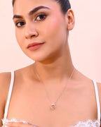 VOJ Rose Gold-Polished Chain With AD Studded crown Shaped Pendent | Grocsy