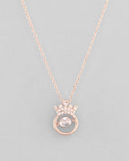 VOJ Rose Gold-Polished Chain With AD Studded crown Shaped Pendent | Grocsy