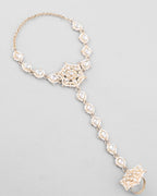 VOJ Gold-Polished Pearl And Kundan Ring Bracelet