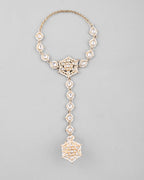 VOJ Gold-Polished Pearl And Kundan Ring Bracelet