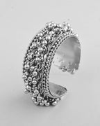 VOJ Silver-Plated Ghungroo Studded Oxidized Cuff Bracelet