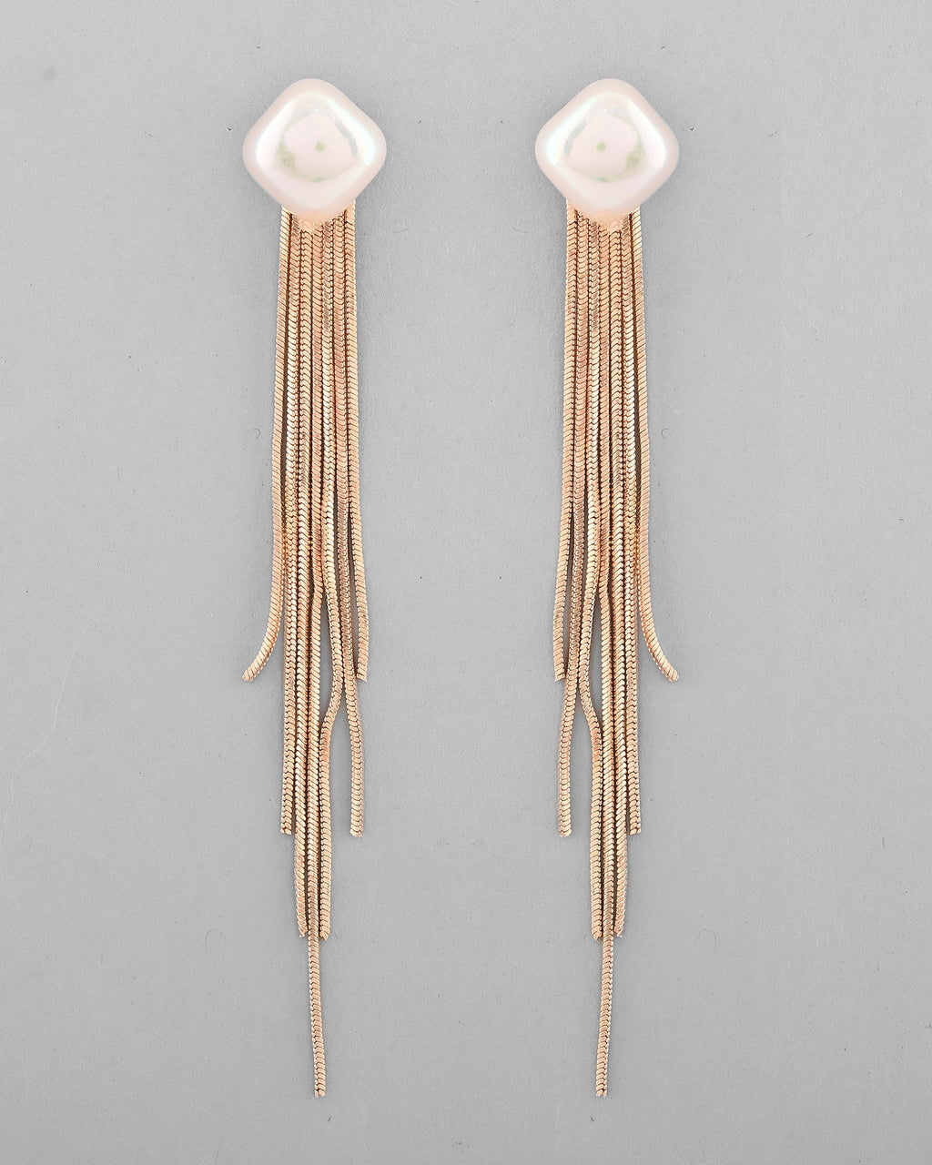 VOJ Gold-Polished Handcrafted Pearl Studded Classic Drop Earrings | Grocsy
