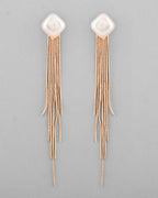 VOJ Gold-Polished Handcrafted Pearl Studded Classic Drop Earrings | Grocsy