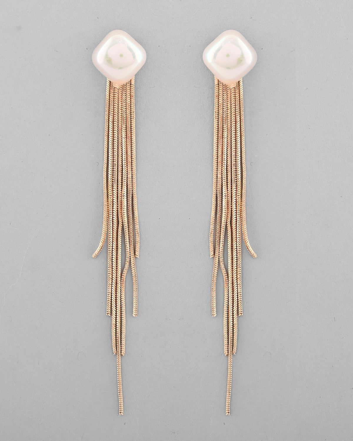VOJ Gold-Polished Handcrafted Pearl Studded Classic Drop Earrings | Grocsy