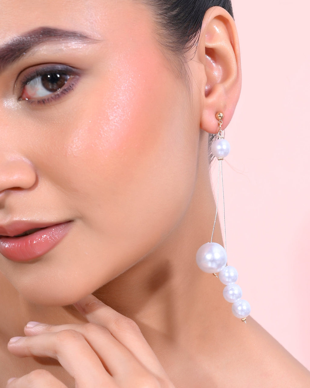 VOJ Pearl Studded Handcrafted Classic Drop Earrings