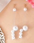 VOJ Pearl Studded Handcrafted Classic Drop Earrings