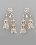 VOJ Gold-Polished Kundan Contemporary Up & Down Jhumka Earrings | Grocsy