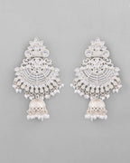 VOJ Silver plated Kundan Contemporary Jhumka Earrings