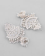 VOJ Silver plated Kundan Contemporary Jhumka Earrings