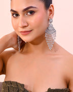 VOJ Silver-Plated Ghungroo Oxidized Drop Long Earrings | Grocsy