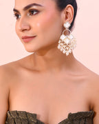 VOJ Gold-Polished geometrical Shaped Classic Drop Earrings