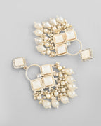 VOJ Gold-Polished geometrical Shaped Classic Drop Earrings