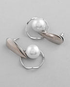 VOJ Silver-Plated Handcrafted Pearl Studded Korean Drop Earrings