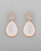 VOJ Gold-Polished CZ-Studded Korean Drop Earrings