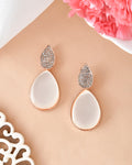 VOJ Gold-Polished CZ-Studded Korean Drop Earrings