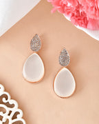 VOJ Gold-Polished CZ-Studded Korean Drop Earrings